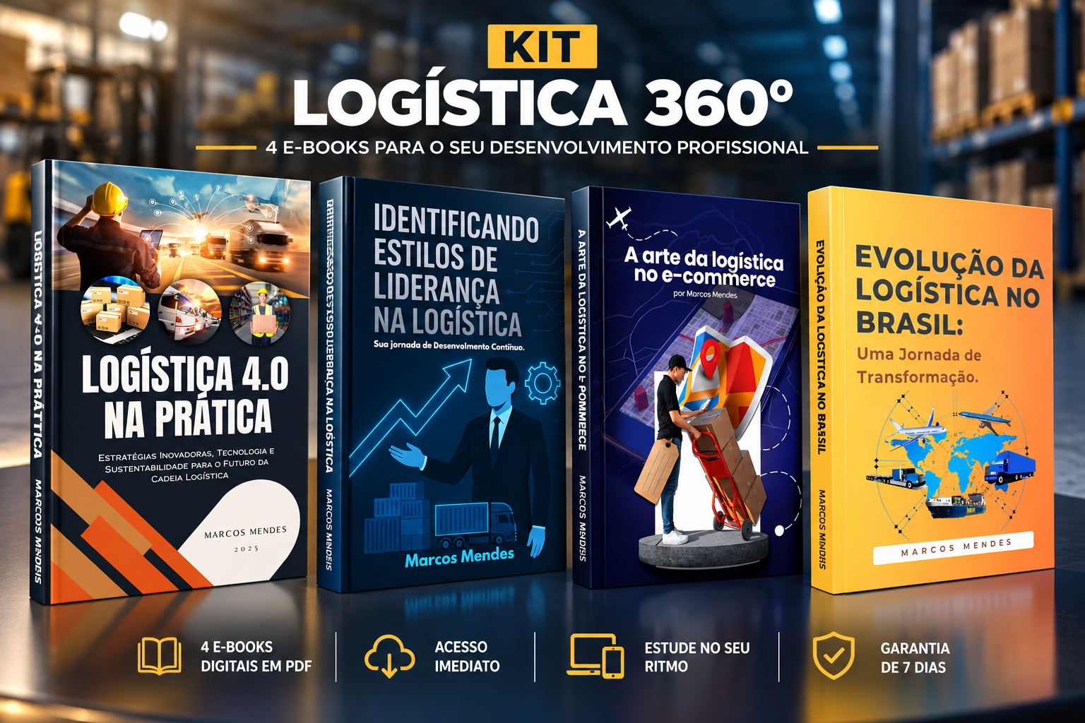 Kit Logística 360º com os quatro e-books de Marcos Mendes